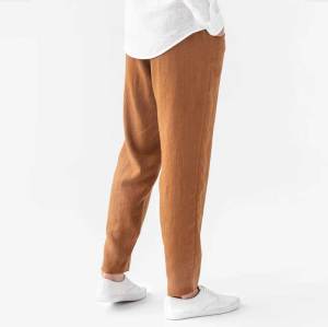 Men's Camel Linen Pants