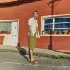 Men's Olive Linen Cargo Shorts
