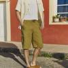Men's Olive Linen Cargo Shorts