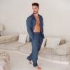 Men's Blue Linen Lounge Set