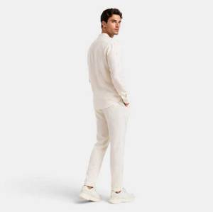 Men's White Linen Shirt and Pants Set