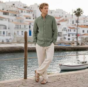 Men's Green Linen Shirt
