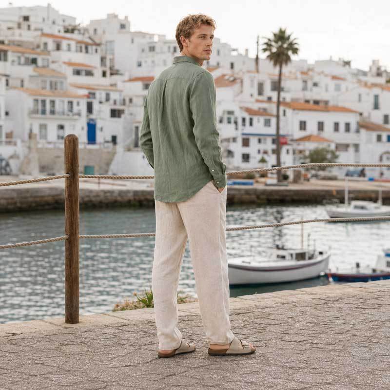 Men's Green Linen Shirt