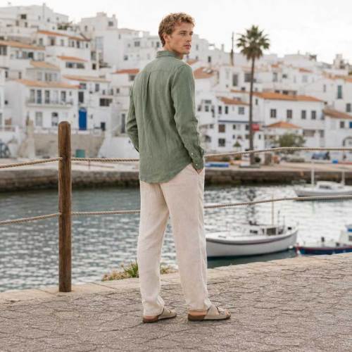 Men's Green Linen Shirt