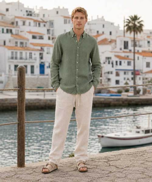 Men's Green Linen Shirt
