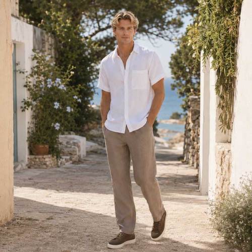 Men's Relaxed Linen Drawstring Pants
