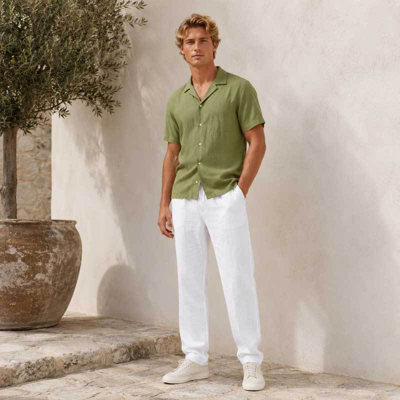 Men's White Linen Pants