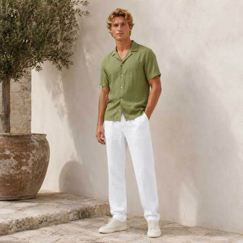 Men's White Linen Pants