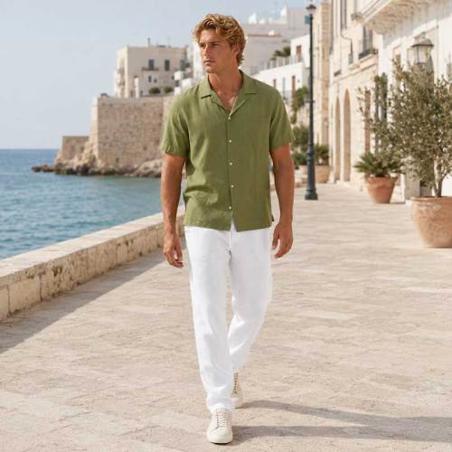 Men's White Linen Pants