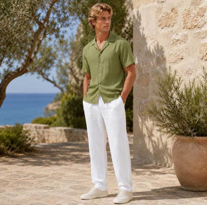 Men's White Linen Pants