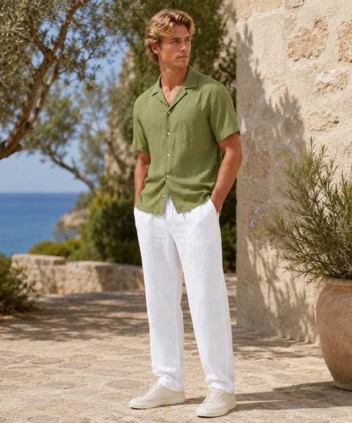 Men's White Linen Pants