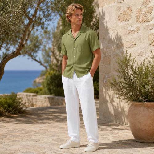 Men's White Linen Pants