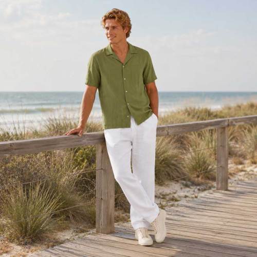 Men's White Linen Pants