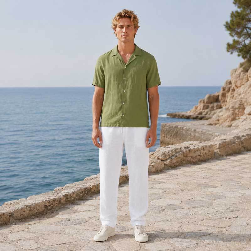 Men's White Linen Pants
