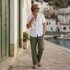 Men's White Short Sleeve Linen Shirt