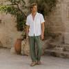 Men's White Short Sleeve Linen Shirt