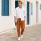 Men's Camel Linen Pants