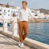 Men's Camel Linen Pants