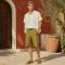 Men's Olive Linen Cargo Shorts