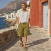Men's Olive Linen Cargo Shorts