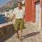 Men's Olive Linen Cargo Shorts