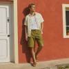 Men's Olive Linen Cargo Shorts
