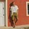 Men's Olive Linen Cargo Shorts