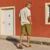 Men's Olive Linen Cargo Shorts