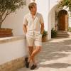 Men's Beige Linen Shorts Set