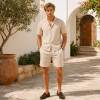 Men's Beige Linen Shorts Set