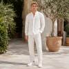 Men's White Linen Shirt and Pants Set