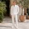 Men's White Linen Shirt and Pants Set