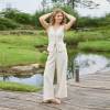 Women's Beige Linen Vest and Pants Set