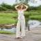 Women's Beige Linen Vest and Pants Set