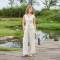 Women's Beige Linen Vest and Pants Set