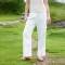 Women's White Linen Wide Leg Pants