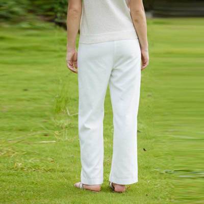 Women's White Linen Wide Leg Pants