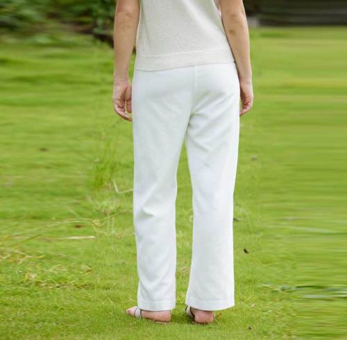 Women's White Linen Wide Leg Pants