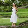Women's White Linen Camisole Midi Dress with Button Front Detail