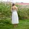 Women's White Linen Camisole Midi Dress with Button Front Detail