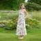 Women's Paisley Linen Maxi Dress | Bohemian Print Spaghetti Strap Summer Dress