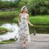 Women's Paisley Linen Maxi Dress | Bohemian Print Spaghetti Strap Summer Dress