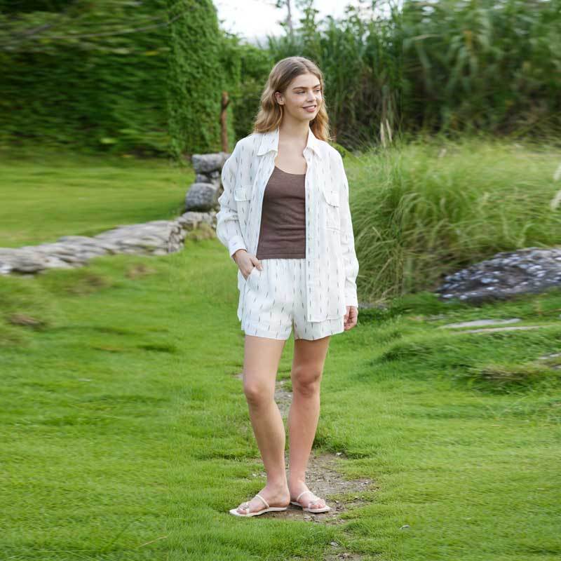 Printed Linen Shirt & Shorts Set
