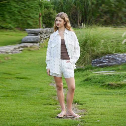 Printed Linen Shirt & Shorts Set