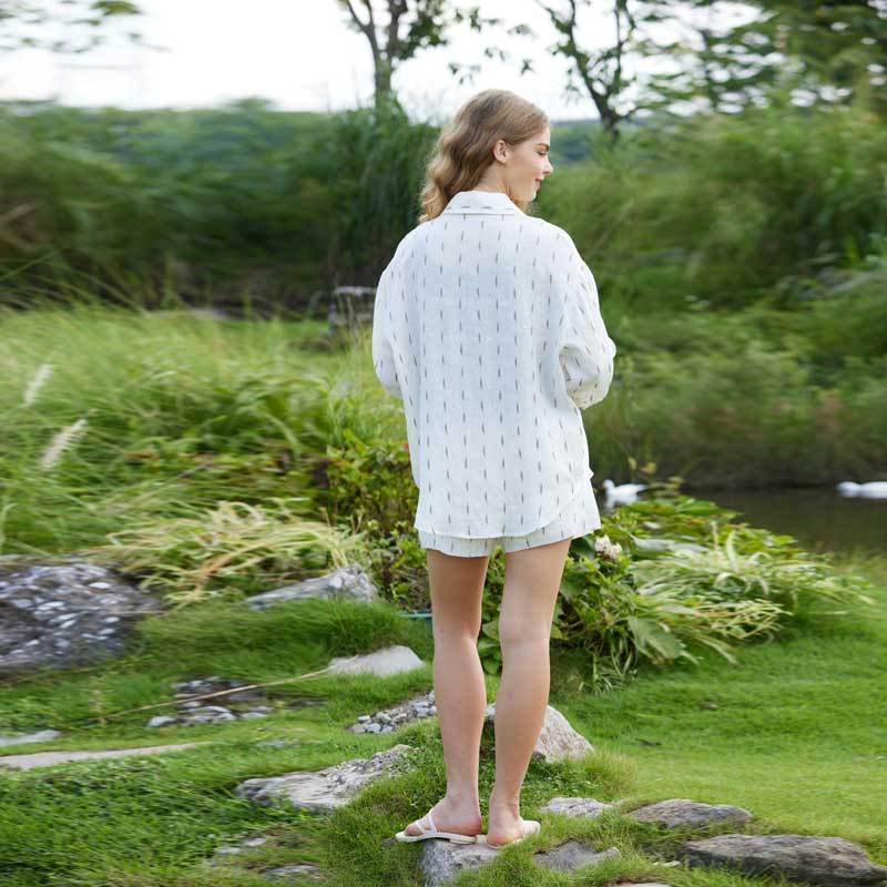 Printed Linen Shirt & Shorts Set