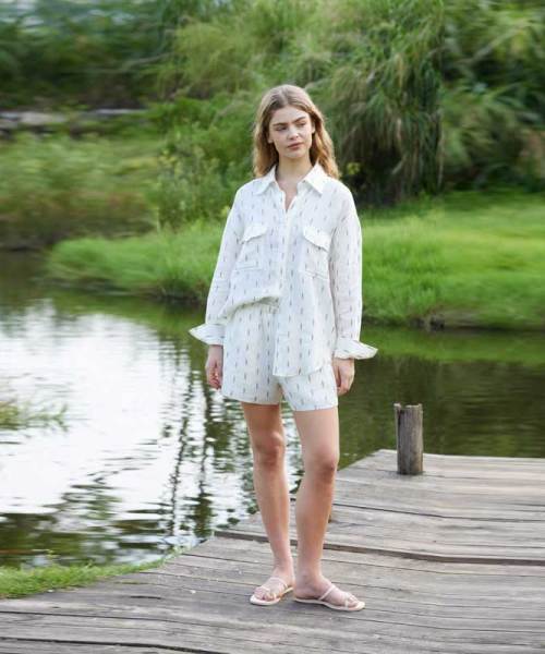 Printed Linen Shirt & Shorts Set