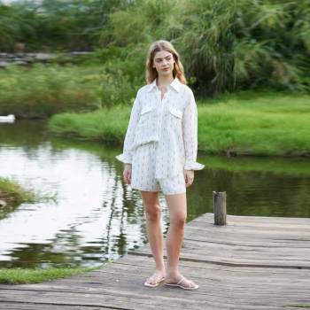 Printed Linen Shirt & Shorts Set