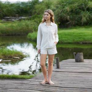 Women's Classic Linen Shirt | Relaxed Fit Long Sleeve Button-Up Shirt