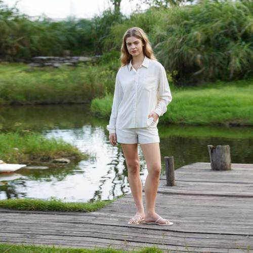 Women's Classic Linen Shirt | Relaxed Fit Long Sleeve Button-Up Shirt