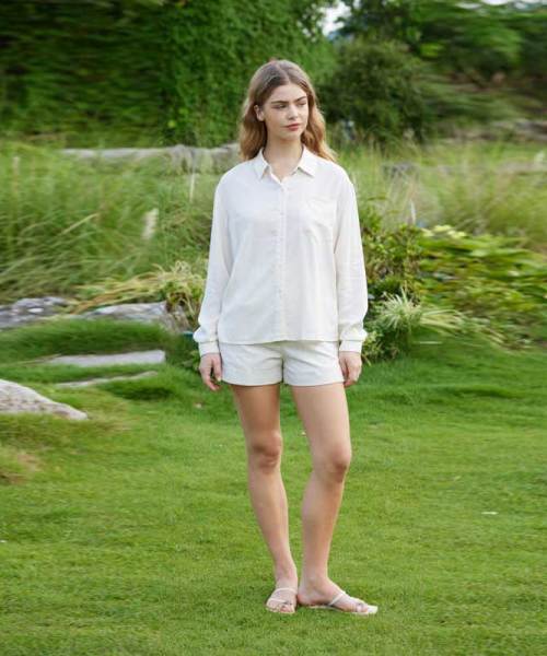 Women's Classic Linen Shirt | Relaxed Fit Long Sleeve Button-Up Shirt